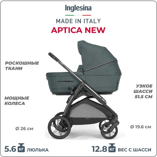 Коляска 2 в 1 Inglesina Aptica New с подставкой под люльку Stand Up, Emerald green