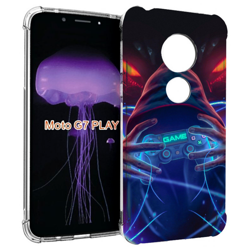 Чехол MyPads игра джойстик неоновый фон для Motorola Moto G7 Play задняя-панель-накладка-бампер