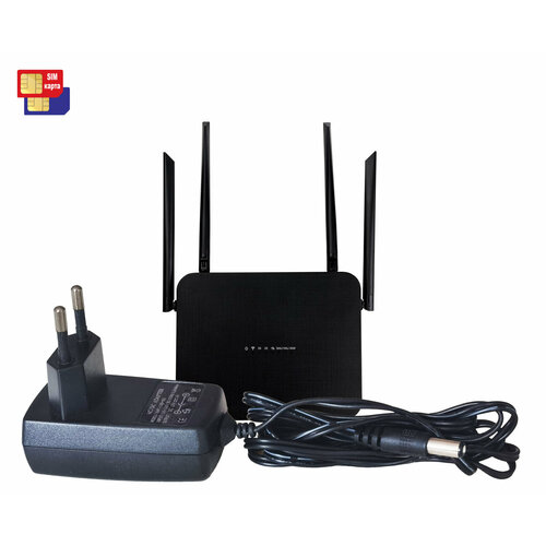 3G-4G модем с SIM картой HD-com Mod: C80-4G(B) (S162084GR) и 4G-lte роутером - Wi-Fi 3G/4G/LTE маршрутизатор. 4g wi fi модем, мобильный роутер 4g интернет 3g 4g lte комплект офис дача 2 wi fi роутер 4g модем цифриус