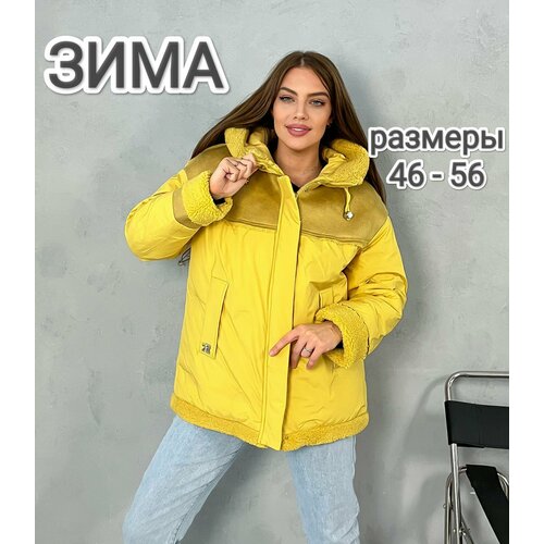 фото Пуховик, размер 50-52, желтый без бренда