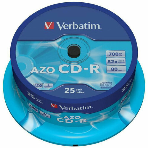 Оптический диск CDR диск Verbatim DL 700Mb 52x CakeBox 25шт. (43352) cd r диск intro 52x 700mb cakebox 10 ul120230a8l