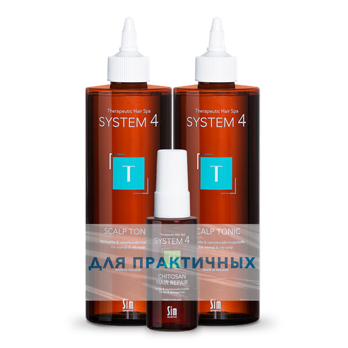 System 4 Набор Для практичных для роста и восстановления волос Терапевтический тоник Т 500 мл 2 шт+Терапевтический Спрей R 50мл, 1 уп