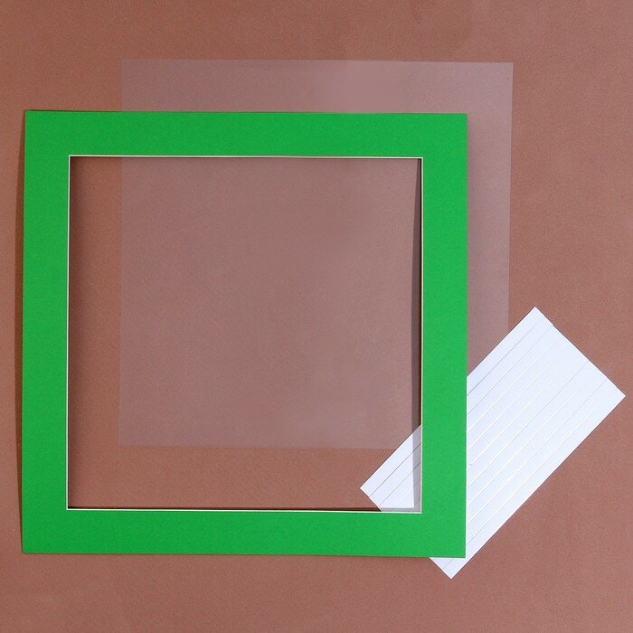 Паспарту размер рамки 35 × 35 см, прозрачный лист, клейкая лента, цвет зелёный