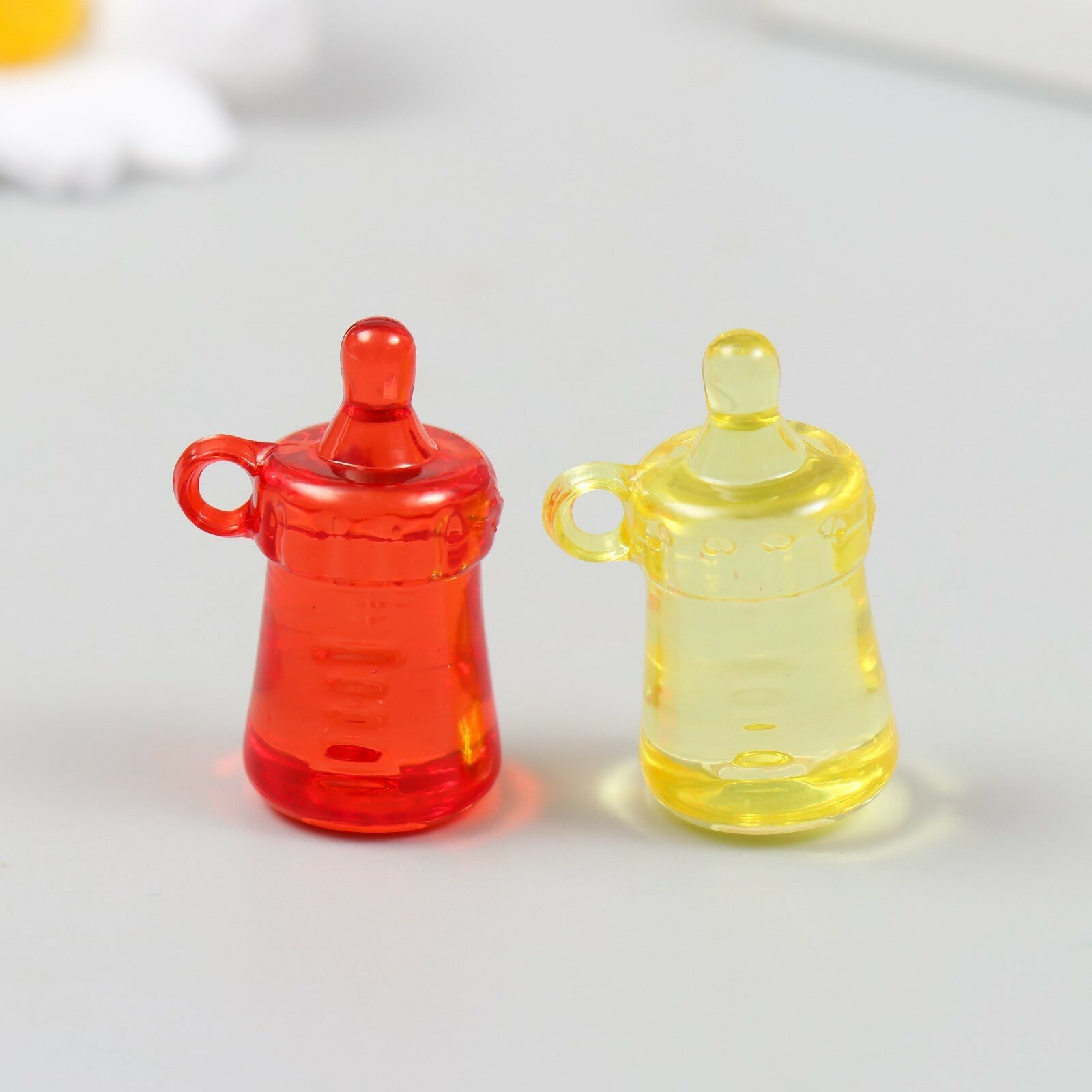 Декор для творчества пластик "Бутылочка" прозрачный цветной набор 20 гр 1,7х1,7х3,4 см