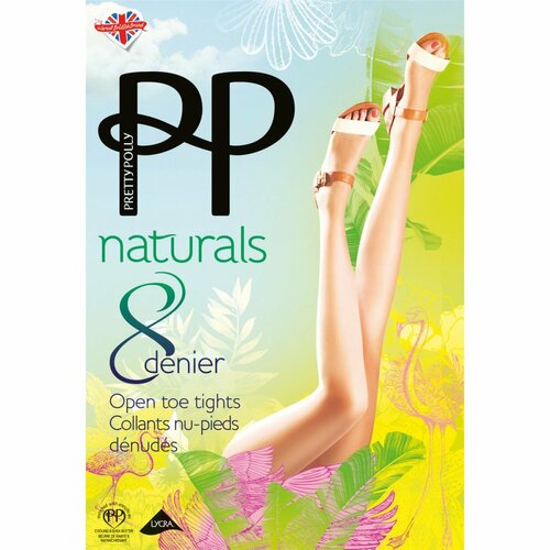 фото Колготки pretty polly колготки под босоножки с открытыми пальчиками, 8 den, размер s-m, бежевый