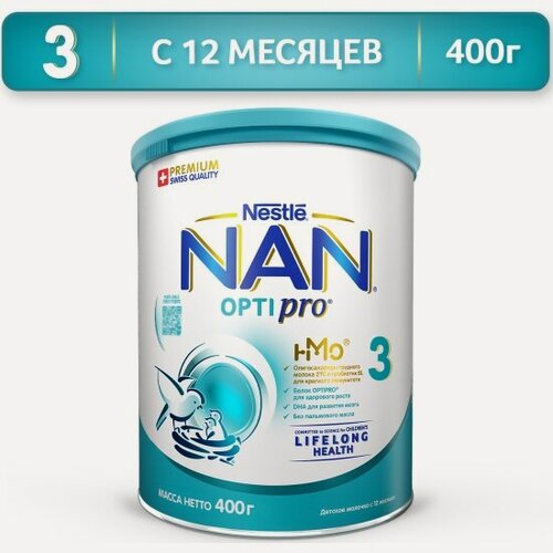 Изображение товара Молочная смесь Nan 3 OPTIPRO (НАН 3 оптипро) для роста, иммунитета и развития мозга с 12 мес 400 г
