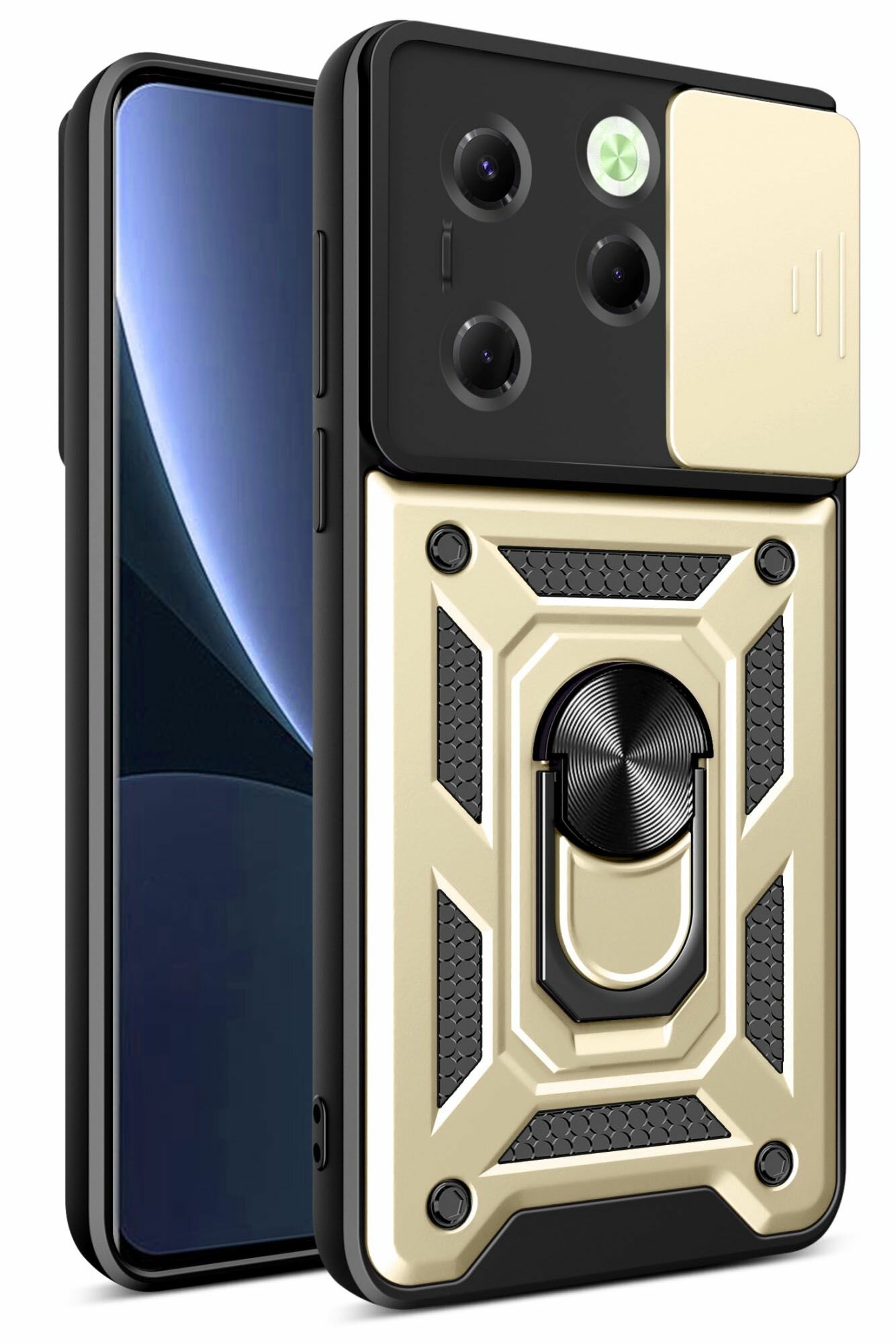 Чехол противоударный armors для Infinix Hot 40 и 40 Pro / Инфиникс Хот 40 и 40 Про с защитой камеры (Золотой)