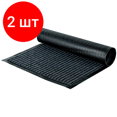 Комплект 2 шт Коврик влаговпитывающий ворсовый ребристый OfficeClean 4060см серый 926₽