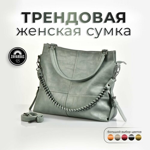 фото Сумка тоут , фактура гладкая, зеленый zavarbas 18