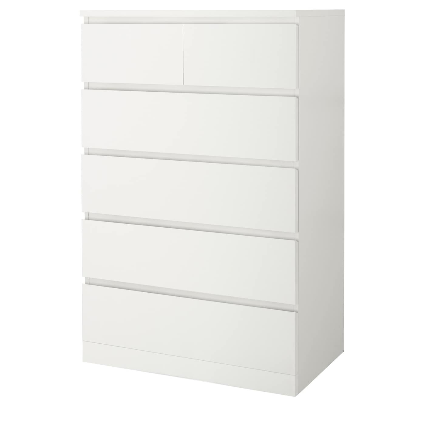 Комод MALM 6 ящиков по мотивам Икеа Ikea 80х123х48 см, Белый снег 8685 BS ЛДСП