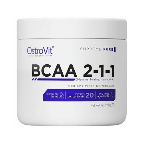 Аминокислоты Ostrovit Supreme Pure BCAA 2-1-1 200г аминокислоты bcaa бцаа ostrovit supreme pure bcaa 2 1 1 instant 200 г нейтральный