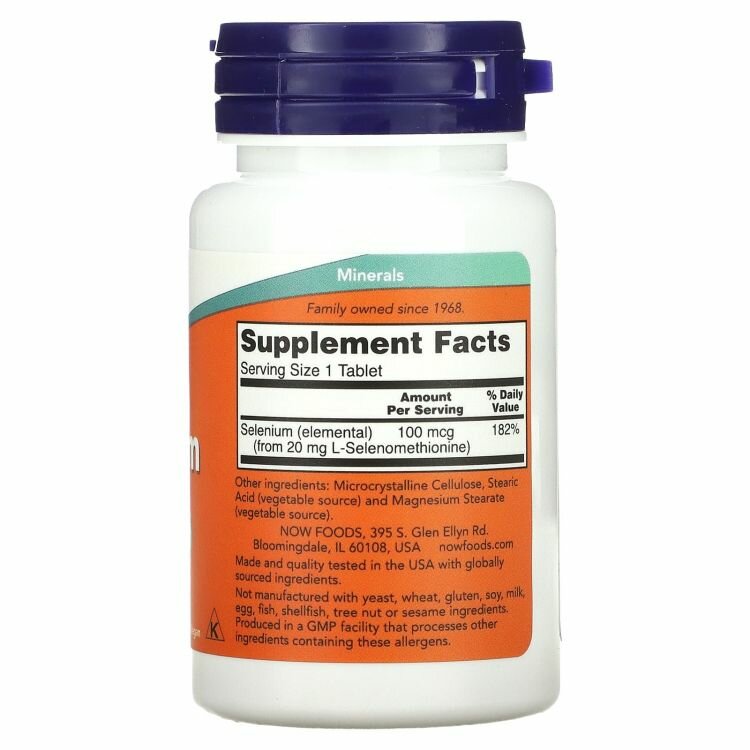 Изображение Now Foods Selenium 100 mcg 100 таб