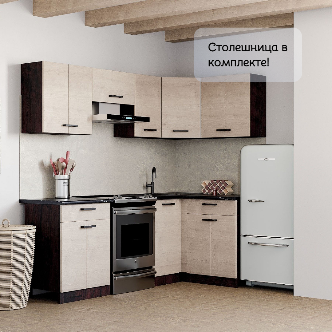Угловой кухонный гарнитур ЭРА Мальва 220x120 см