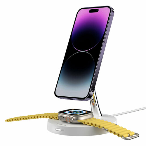 Беспроводное зарядное устройство SwitchEasy MagPower 2-in-1 Magnetic Wireless Charging Stand белое 4990₽