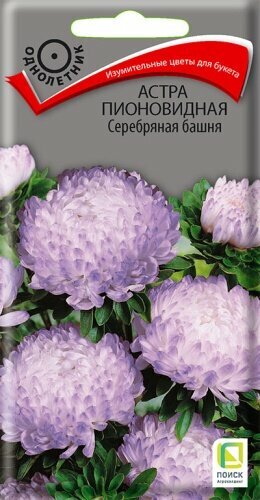 Семена Астра Башня Серебряная пионовидная махровая 03г Одн 70см (Поиск)
