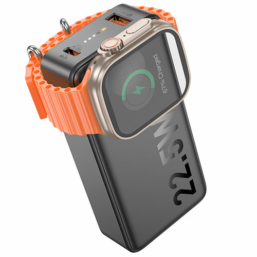 Универсальный Доп Аккумулятор 10000mAh Q27B HOCO 1 USB-A 225W 1 PD 20W зарядка для iWatch черный 2149₽