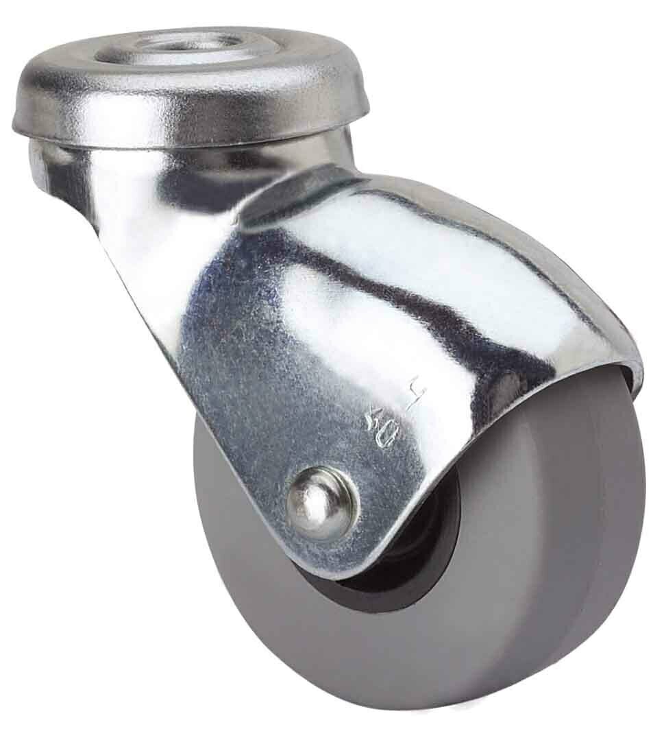 Колесо мебельное Alex 1-0023 D30 поворотное с отверстием D 8 мм без тормоза