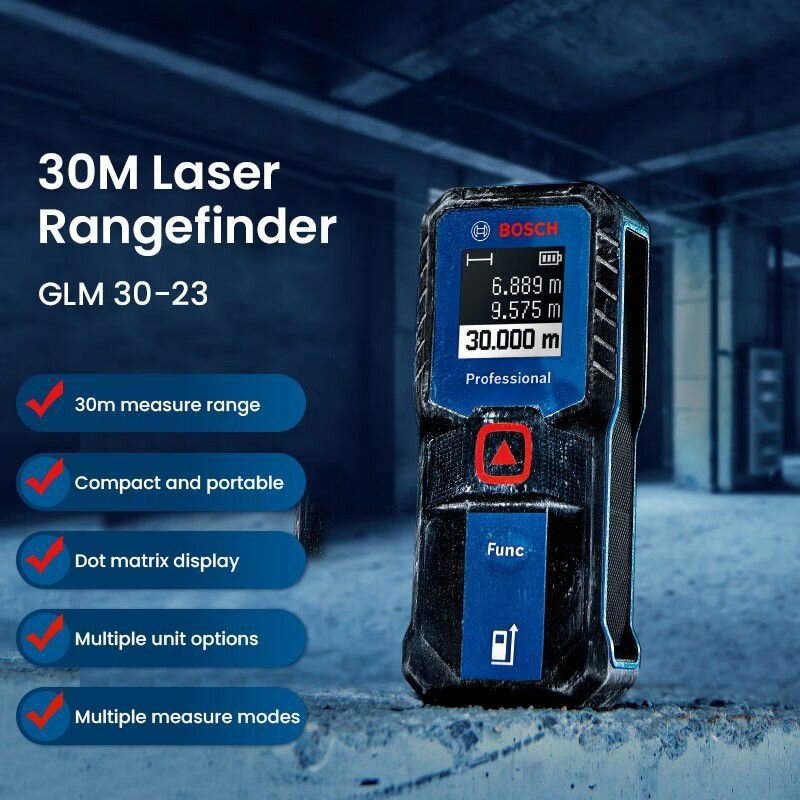 Дальномер Bosch GLM 30-23, несколько режимов измерения: расстояние, площадь, непрерывное измерение