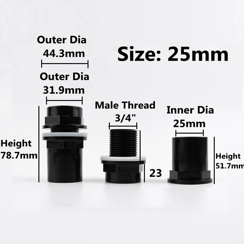 SHSMFC Соединители для труб из ПВХ 20-50 мм черные 25mm 1Pc