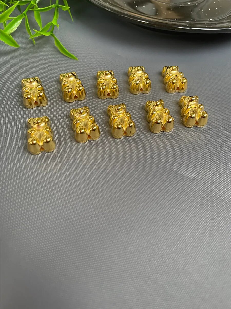 Набор бусин для рукоделия "Мишки", акрил, цвет золотистый, 10 шт — фото 1