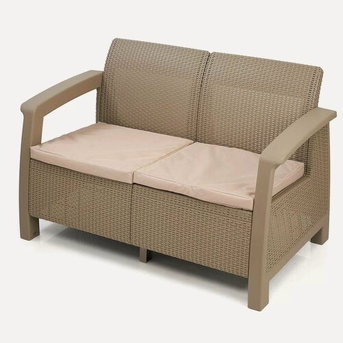 Изображение товара Диван Elfplast "Holiday", 2-местный, бежевый, с подушкой, пластик