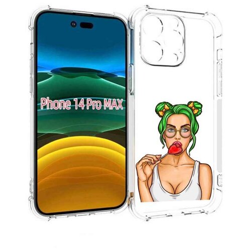 Чехол MyPads девушка-с-чупачупсом-в-виде-сердца женский для iPhone 14 Pro Max задняя-панель-накладка-бампер