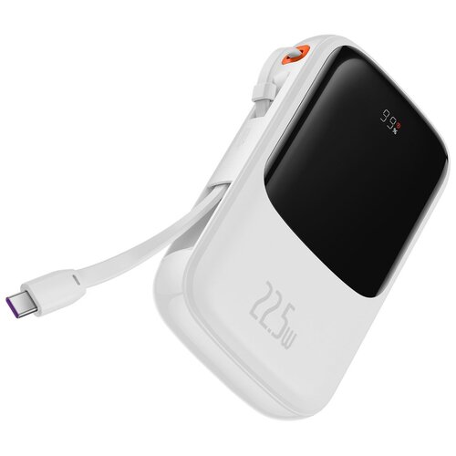 внешний аккумулятор повербанк baseus qpow digital display quick charging ip cable power bank 20000mah 20w white Внешний аккумулятор Baseus Qpow Digital Display quick charging power bank 20000mAh 22.5W (With Type-C Cable) White (PPQD-I02)