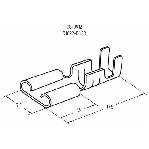 Клемма плоская (гнездо-7.7мм) 1-1.5кв. мм (DJ622-D6.3B) | код 08-0912 | Rexant ( упак.80шт.)