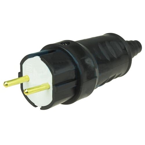 Вилка штепсельная в16-387 бз каучук черный 599₽