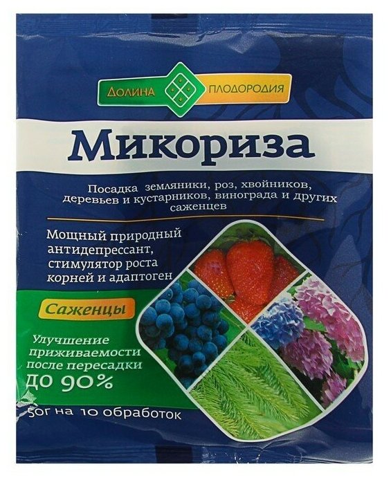 Микориза для саженцев Долина Плодородия биостимулятор роста корней. 50 гр