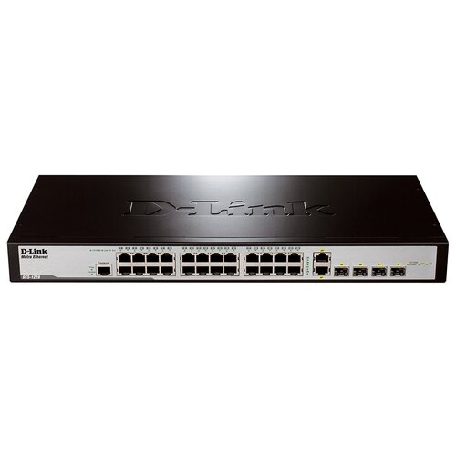 Коммутатор D-link DES-1228/ME/B1A planet ipv4 ipv6 24 port 10 100 1000base t 2 port 100 1000mbps sfp l2 l4 snmp manageable gigabit ethernet switch