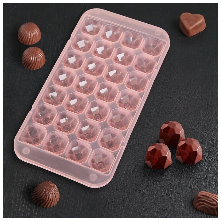 Форма для льда и шоколада «Сапфир», 24×12,7×2 см, 28 ячеек, цвет микс
