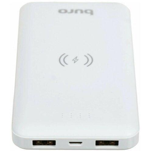 Buro BPW10E Мобильный аккумулятор 10000mAh 2A 2xUSB беспроводная зарядка белый BPW10E10PWT 149500₽