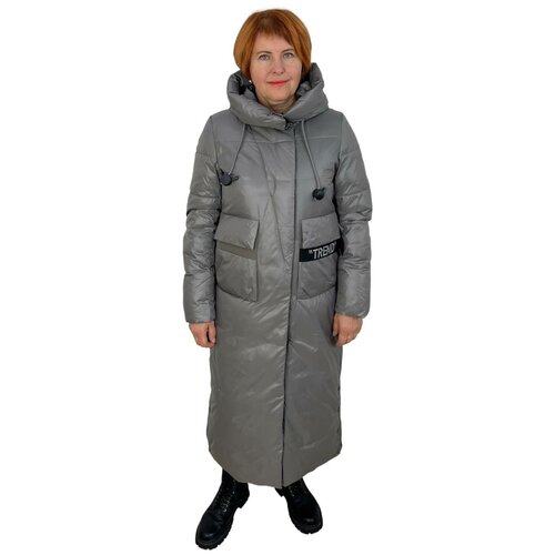 фото  куртка зимняя, силуэт прямой, ветрозащитная, стеганая, утепленная, размер 44, бежевый hannan