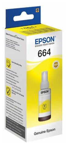 Чернила EPSON 664 (T6644) для СНПЧ Epson L100/L110/L200/L210/L300/L456/L550, желтые, оригинальные