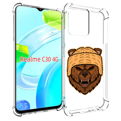 Чехол MyPads Медведь-в-шапке для Realme C30 4G / Narzo 50i Prime задняя-панель-накладка-бампер