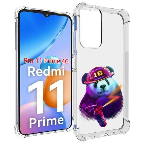 Чехол MyPads Яркая панда детский для Xiaomi Redmi 11 Prime 4G задняя-панель-накладка-бампер