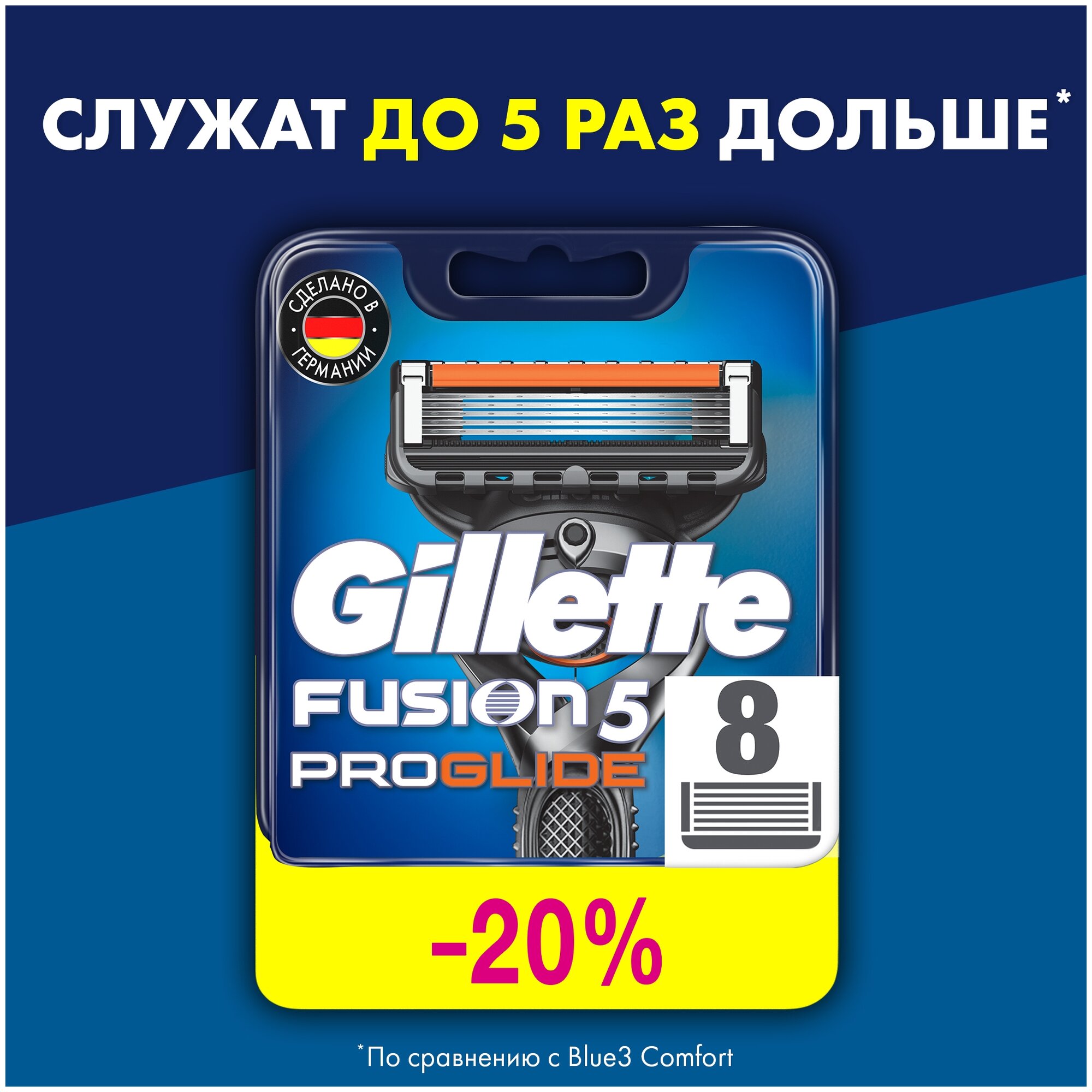 Сменные кассеты для бритья GILLETTE Fusion5 ProGlide 8 шт