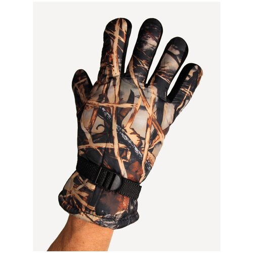 Тактические перчатки зимние камуфлированные, болонья + искусственный мех, размер универсальный - M, L, XL, XXL