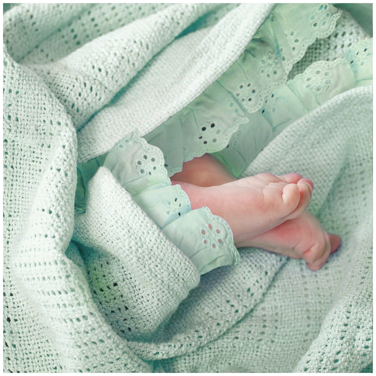 фото Плед детский вязанный хлопковый 80x100 для новорожденных на выписку летний Baby Nice