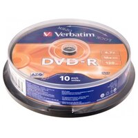 Диск DVD-RVerbatim4.7Gb 16x AZO, 10 шт.