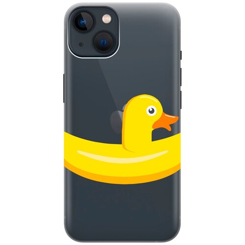 Силиконовый чехол на Apple iPhone 14 / Эпл Айфон 14 с рисунком Duck Swim Ring силиконовый чехол на apple iphone 14 эпл айфон 14 с рисунком unicorn swim ring soft touch красный