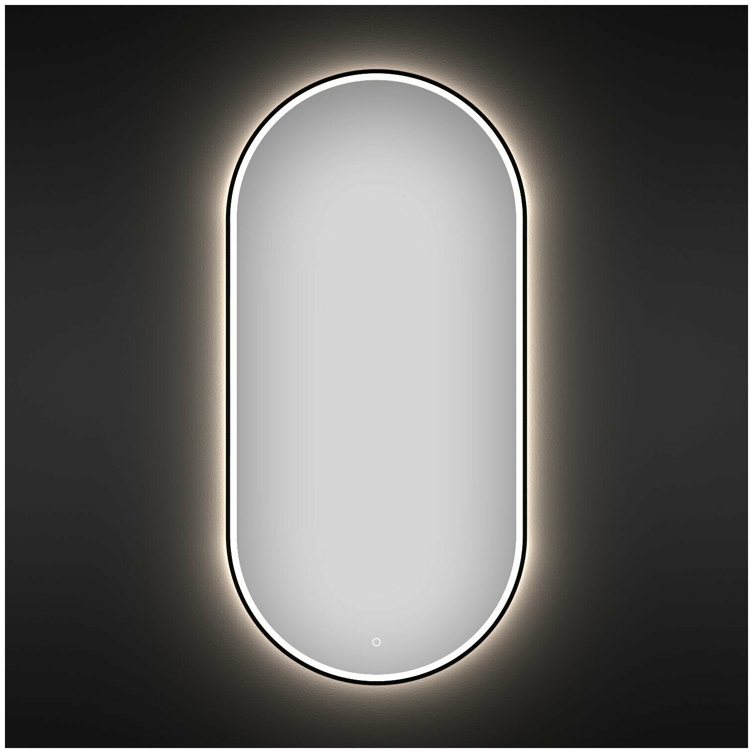 Настенное зеркало в ванную с подсветкой для макияжа Wellsee 7 Rays' Spectrum 172202050 : влагостойкое зеркало 60х120 см с черным матовым контуром - фотография № 1
