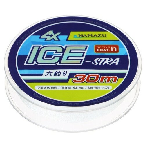 Шнур плетеный Namazu Ice-Stra 4Х, диаметр 0.10 мм, тест 6.8 кг, 30 м, белый