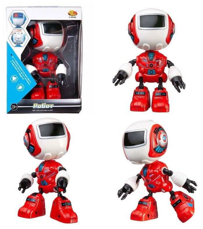 Робот ABtoys металлический, со звуковыми эффектами, красный C-00340/red