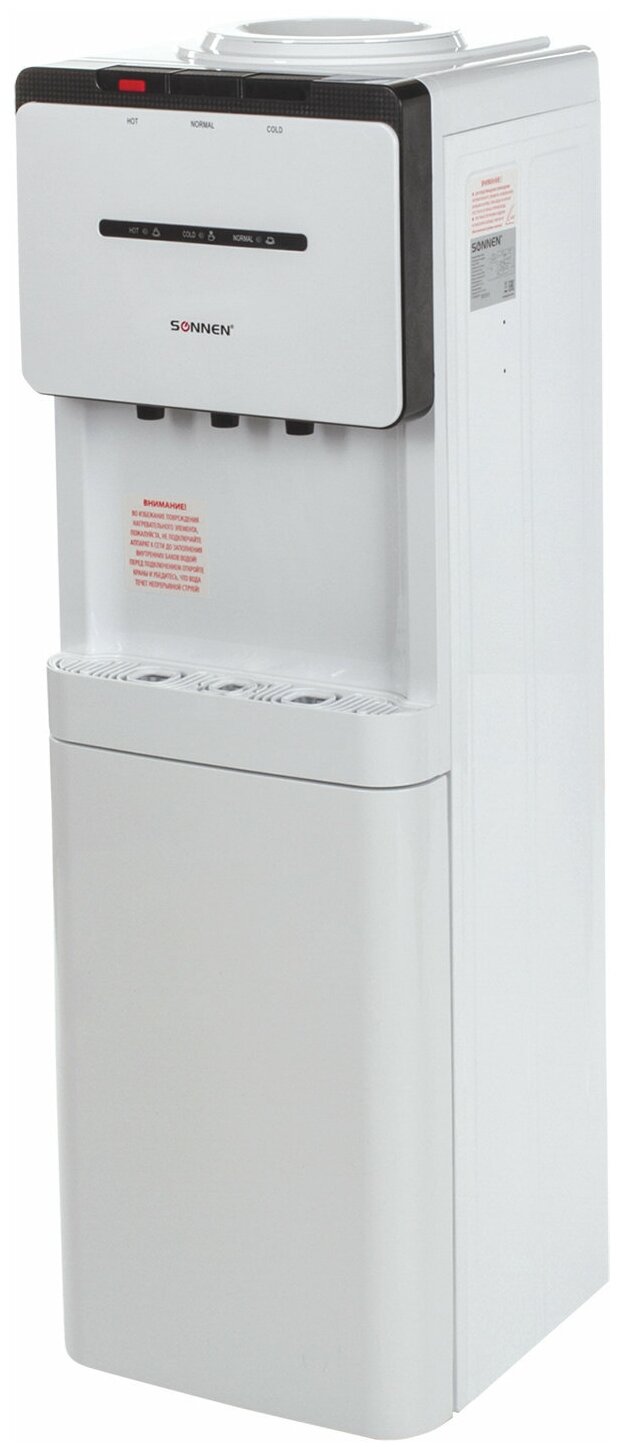 Кулер для воды Sonnen FSE-03, нагрев, охлаждение электронное, шкаф, 3 крана, белый, черный 453979