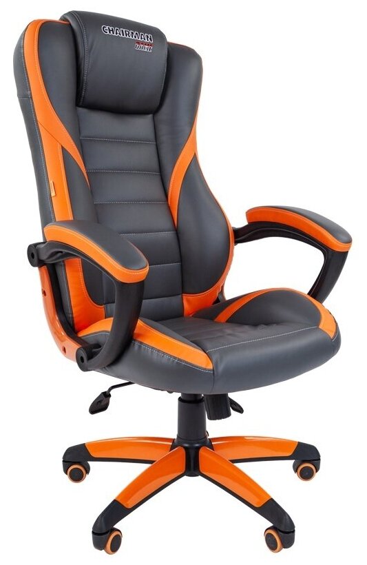 Игровое кресло Chairman Chairman Game 22 обивка: искусственная кожа цвет: экокожа-серый/оранжевый