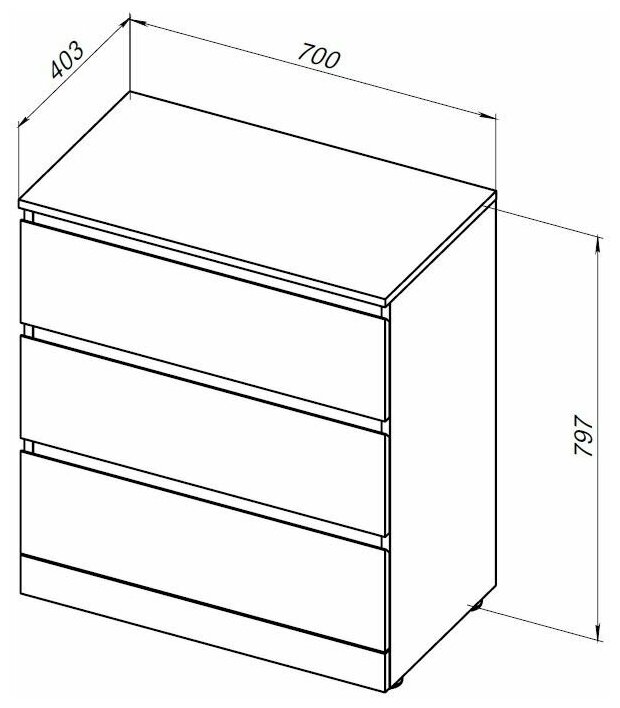 Комод Aquanet Сканди 70x40 дуб крафт, 3 ящика - фото №5