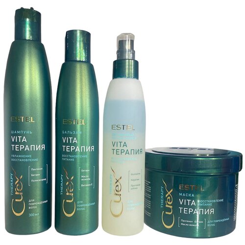 ESTEL CUREX Therapy для поврежденных волос Vita-терапия, набор шампунь 300 мл, бальзам 250 мл, маска 500 мл, спрей 200 мл estel бальзам curex therapy vita терапия для поврежденных волос 250 мл