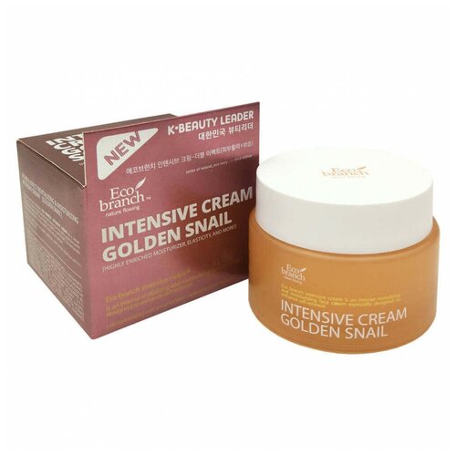 Интенсивный увлажняющий крем с муцином золотой улитки Eco Branch Intensive Golden Snail Cream, 100 мл уход за лицом eco branch интенсивный увлажняющий крем с муцином улитки